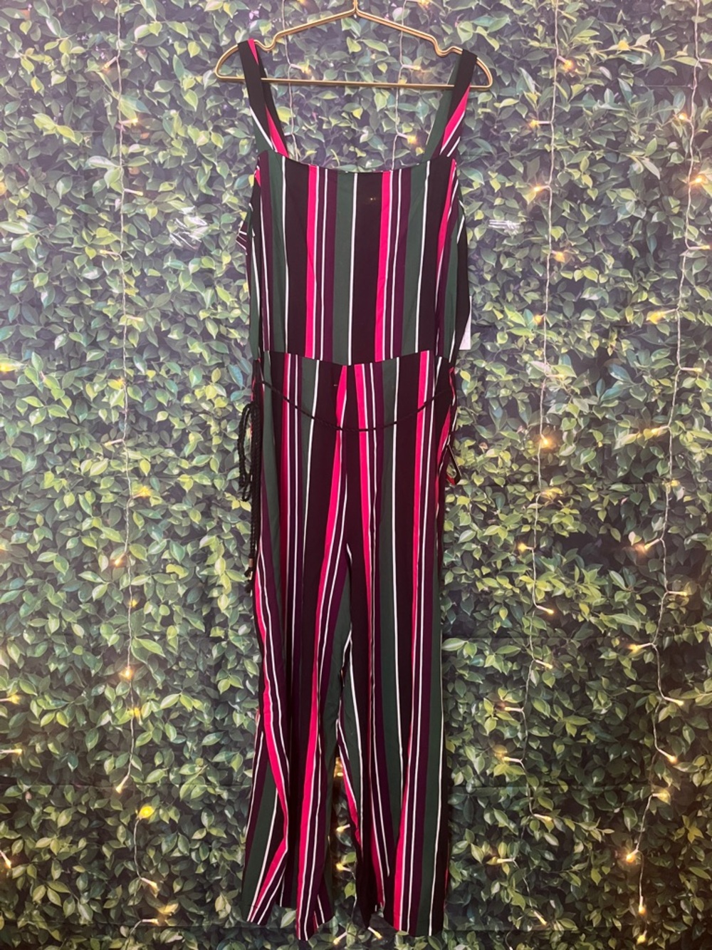 Striped Pink, Black and Greern Jumpsuit
